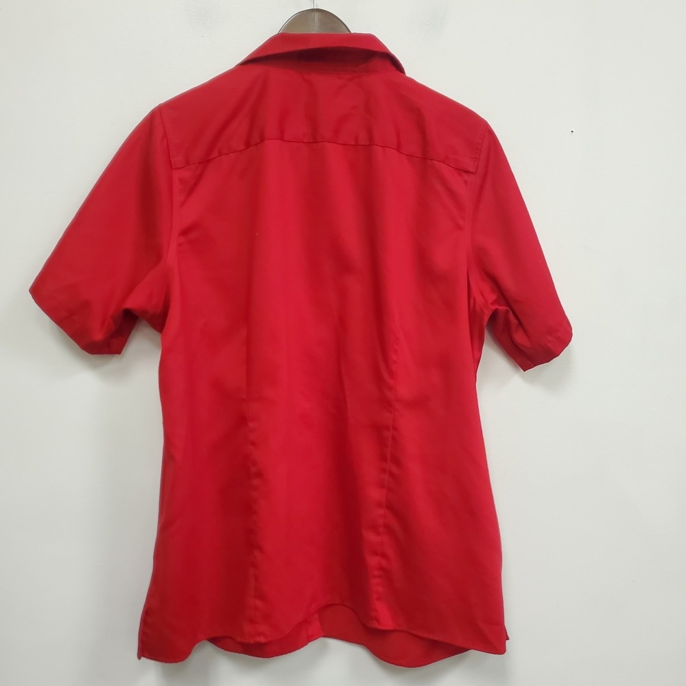 Lands End Womens Short Sleeve Button Front Shirt Size 1X Red Cotton Lightweight - Picture 2 of 11